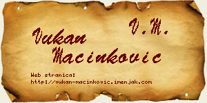 Vukan Mačinković vizit kartica